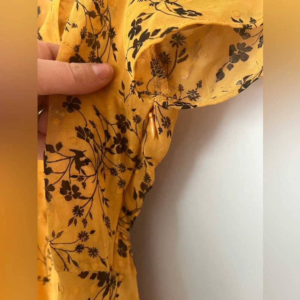 Nanette Lepore midi dress floral mustard belted size 6 - Picture 4 of 11